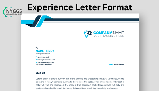 Experience Letter Format