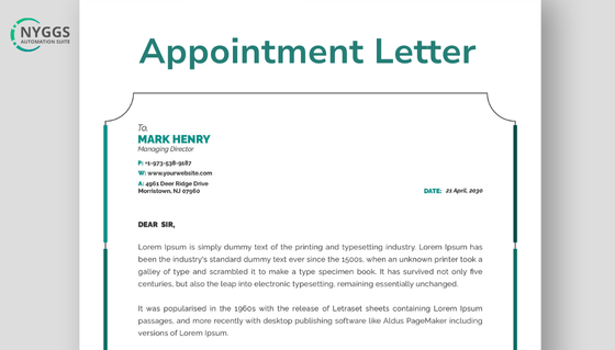 Appointment Letter Format