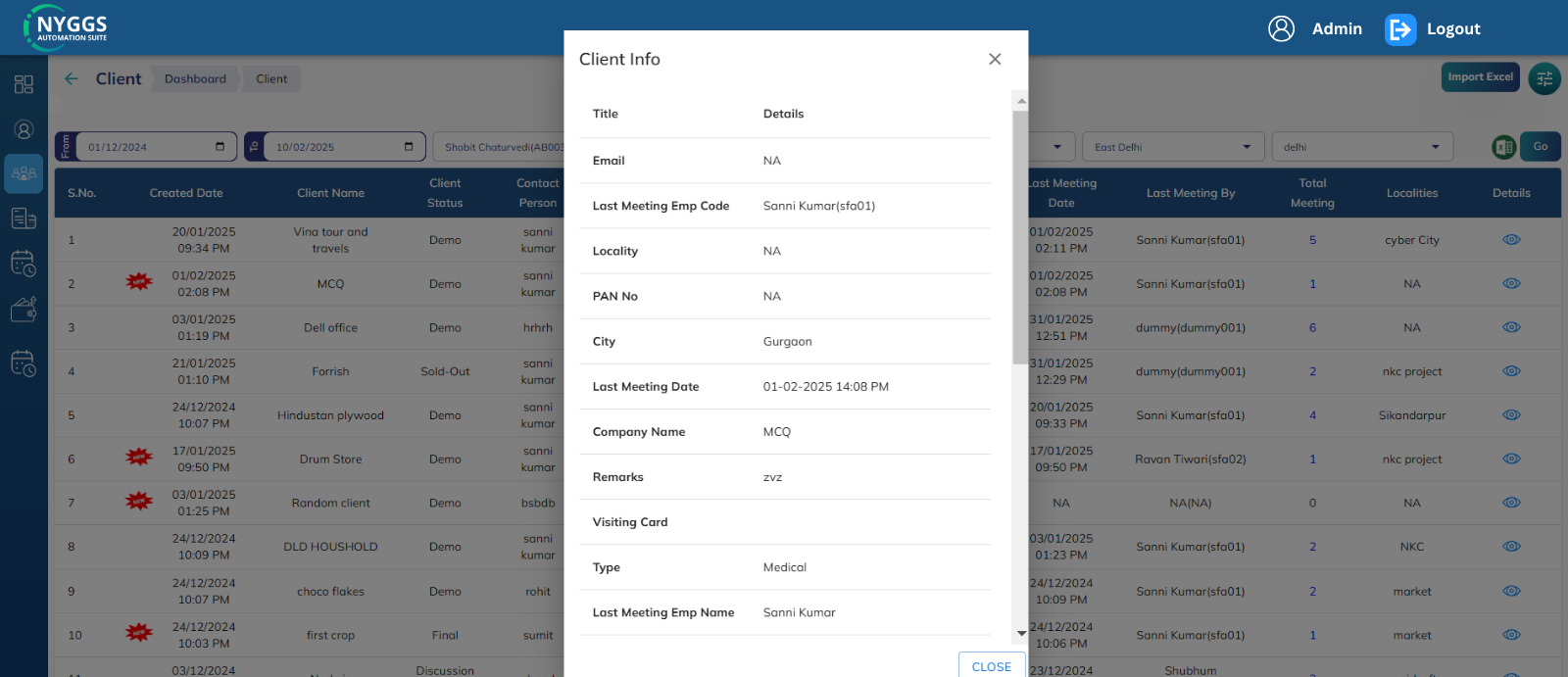 sfa lead client management 2